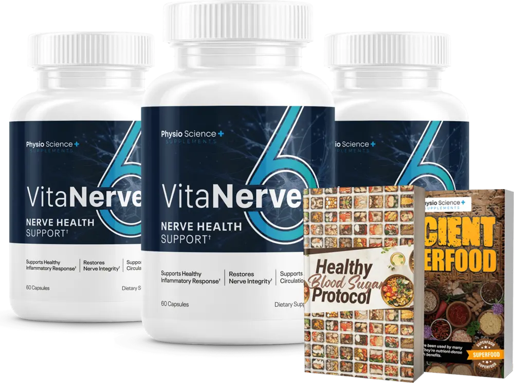 VitaNerve6 three bottle package for nerve wellness support